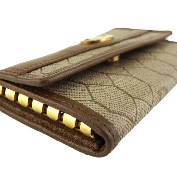 DIOR Key Case Honeycomb Beige PVC x Leather Authentic - Picture 4 of 10